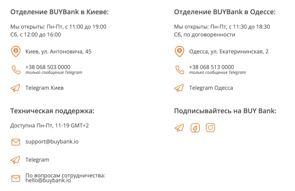 Контакти Buybank / Байбанк